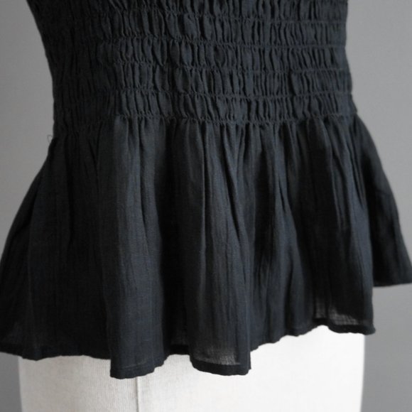 Gap Square Neck Black Smocked Tie Strap Tank Top Size Medium - Picture 7 of 13